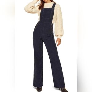Reformation Baldwin Corduroy Overalls - Navy - Size 0